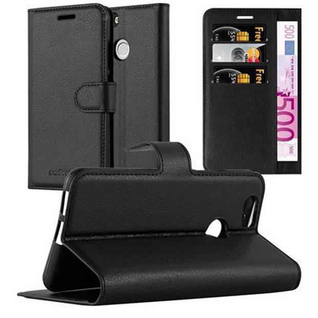 Cadorabo Hoesje geschikt voor Huawei NOVA in PHANTOM ZWART - Beschermhoes Cover magnetische sluiting Case