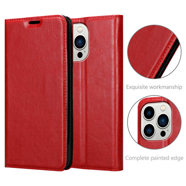 Cadorabo Hoesje geschikt voor Apple iPhone 14 PRO in APPEL ROOD - Beschermhoes Case magnetische sluiting Cover