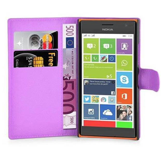 Cadorabo Hoesje geschikt voor Nokia Lumia 730 in MANGAAN PAARS - Beschermhoes Cover magnetische sluiting Case