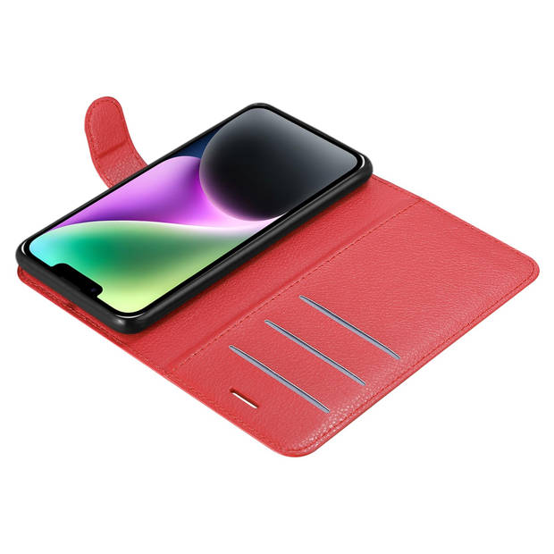 Cadorabo Hoesje geschikt voor Apple iPhone 14 in KARMIJN ROOD - Beschermhoes Cover magnetische sluiting Case