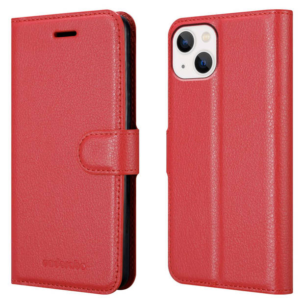 Cadorabo Hoesje geschikt voor Apple iPhone 14 PLUS in KARMIJN ROOD - Beschermhoes Cover magnetische sluiting Case