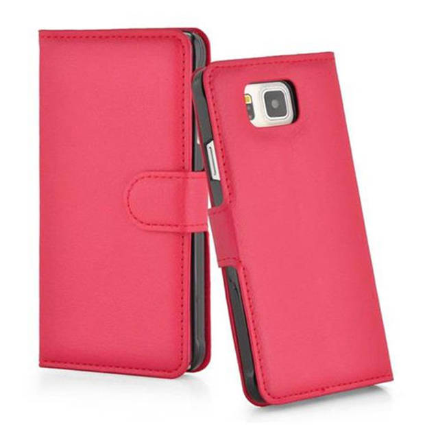 Cadorabo Hoesje geschikt voor Samsung Galaxy ALPHA in KARMIJN ROOD - Beschermhoes Cover magnetische sluiting Case