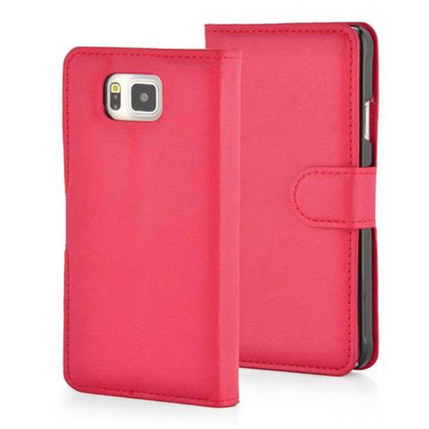 Cadorabo Hoesje geschikt voor Samsung Galaxy ALPHA in KARMIJN ROOD - Beschermhoes Cover magnetische sluiting Case