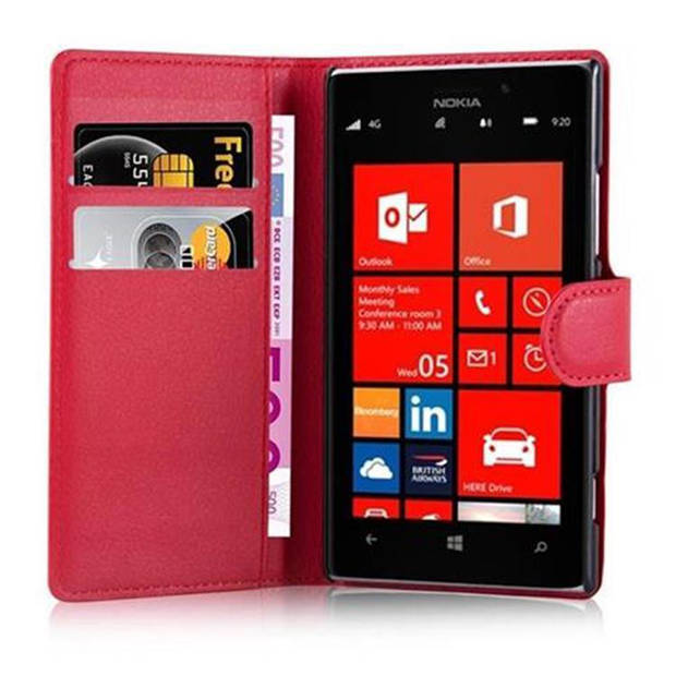 Cadorabo Hoesje geschikt voor Nokia Lumia 925 in KARMIJN ROOD - Beschermhoes Cover magnetische sluiting Case