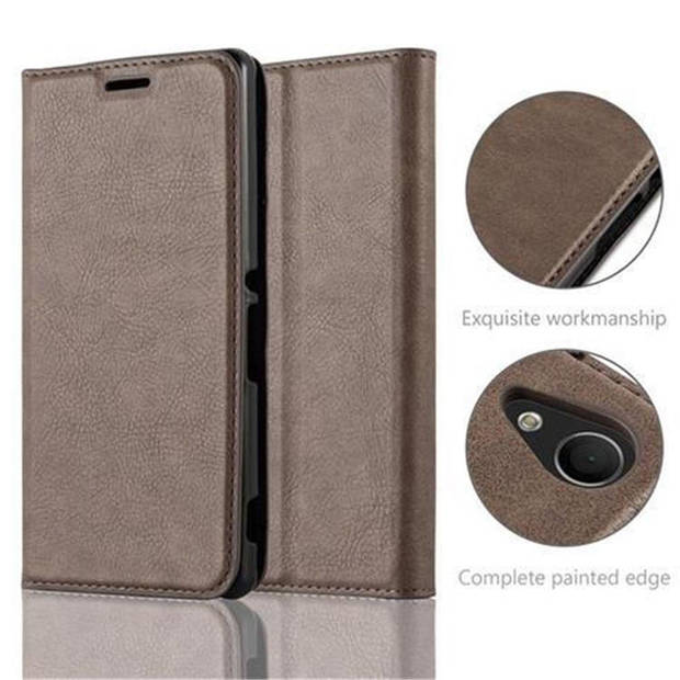 Cadorabo Hoesje geschikt voor Sony Xperia M4 AQUA in KOFFIE BRUIN - Beschermhoes Case magnetische sluiting Cover