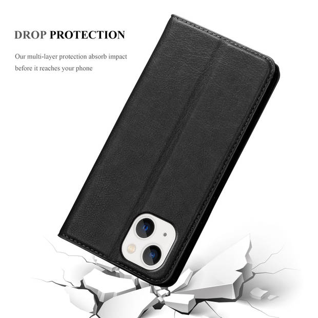 Cadorabo Hoesje geschikt voor Apple iPhone 14 in ZWARTE NACHT - Beschermhoes Case magnetische sluiting Cover