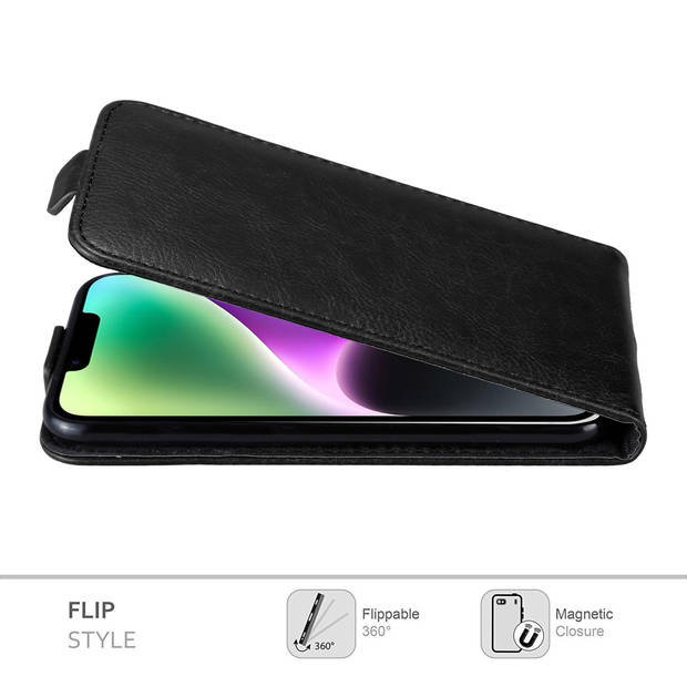 Cadorabo Hoesje geschikt voor Apple iPhone 14 in ZWARTE NACHT - Beschermhoes Flip Case Cover magnetische sluiting