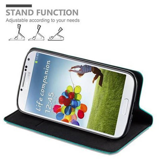 Cadorabo Hoesje geschikt voor Samsung Galaxy S4 in BENZINE TURKOOIS - Beschermhoes Case magnetische sluiting Cover