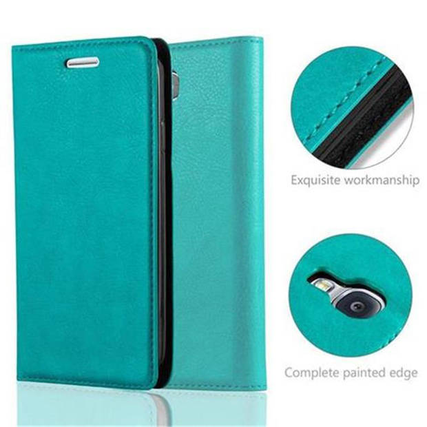 Cadorabo Hoesje geschikt voor Samsung Galaxy S4 in BENZINE TURKOOIS - Beschermhoes Case magnetische sluiting Cover