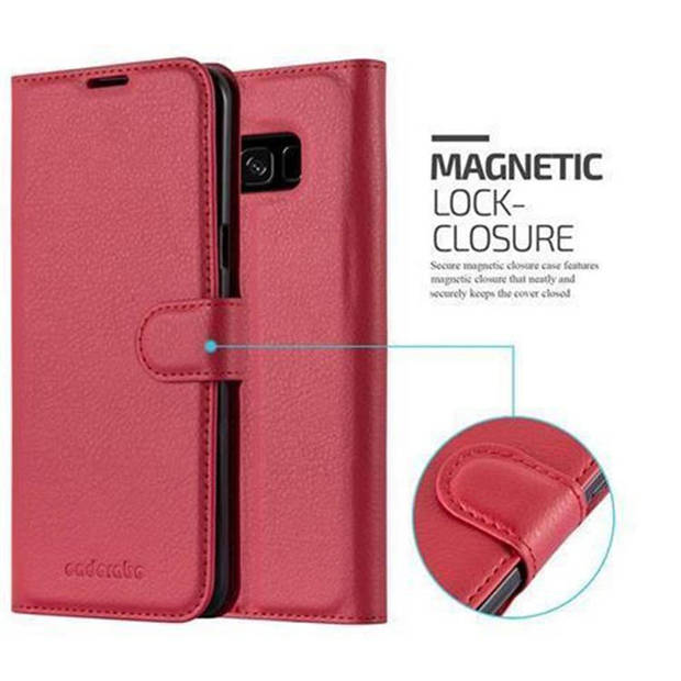 Cadorabo Hoesje geschikt voor Samsung Galaxy S8 in KARMIJN ROOD - Beschermhoes Cover magnetische sluiting Case