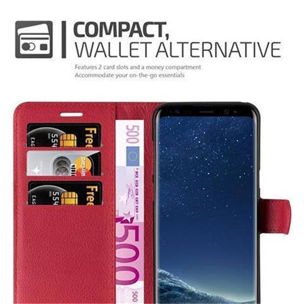 Cadorabo Hoesje geschikt voor Samsung Galaxy S8 in KARMIJN ROOD - Beschermhoes Cover magnetische sluiting Case