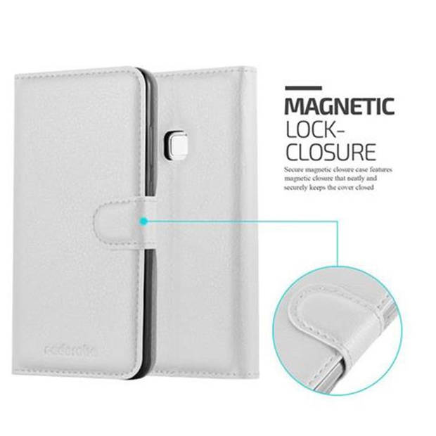 Cadorabo Hoesje geschikt voor Huawei P10 LITE in ARCTISCH WIT - Beschermhoes Cover magnetische sluiting Case