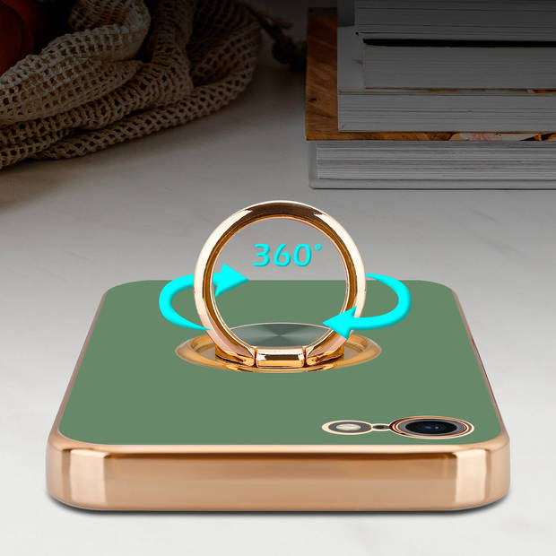 Cadorabo Hoesje geschikt voor Apple iPhone 7 / 7S / 8 / SE 2020 in Glossy Licht Groen - Goud - Beschermhoes