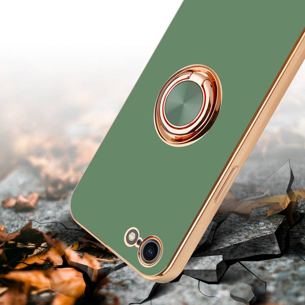 Cadorabo Hoesje geschikt voor Apple iPhone 7 / 7S / 8 / SE 2020 in Glossy Licht Groen - Goud - Beschermhoes