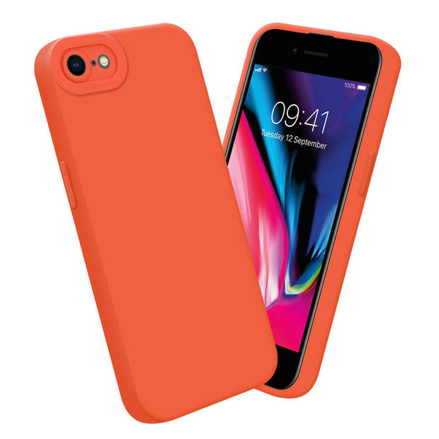 Cadorabo Hoesje geschikt voor Apple iPhone 7 / 7S / 8 / SE 2020 in FLUID ORANJE - Beschermhoes TPU silicone Cover Case