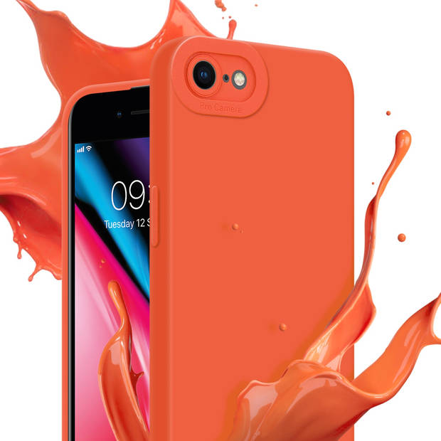 Cadorabo Hoesje geschikt voor Apple iPhone 7 / 7S / 8 / SE 2020 in FLUID ORANJE - Beschermhoes TPU silicone Cover Case