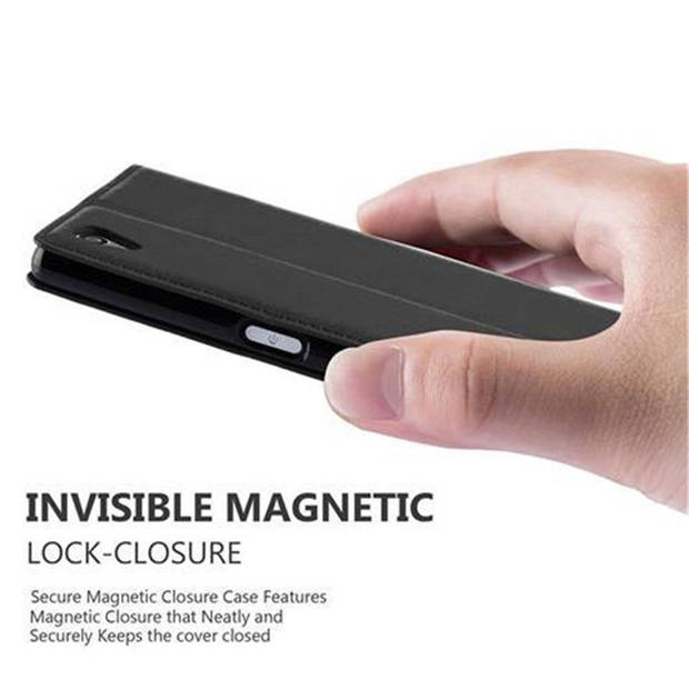 Cadorabo Hoesje geschikt voor Sony Xperia Z5 in ZWARTE NACHT - Beschermhoes Case magnetische sluiting Cover