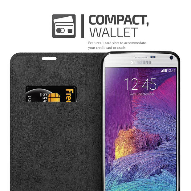 Cadorabo Hoesje geschikt voor Samsung Galaxy NOTE 4 in TITANIUM GRIJS - Beschermhoes Case magnetische sluiting Cover