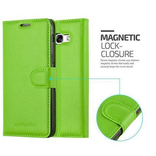 Cadorabo Hoesje geschikt voor Samsung Galaxy A3 2017 in MUNT GROEN - Beschermhoes Cover magnetische sluiting Case