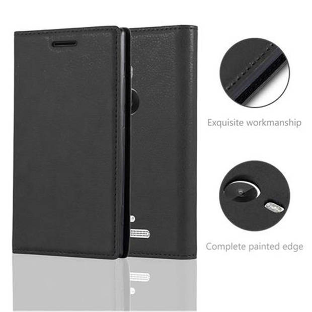Cadorabo Hoesje geschikt voor Nokia Lumia 925 in ZWARTE NACHT - Beschermhoes Case magnetische sluiting Cover