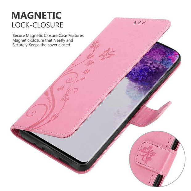 Cadorabo Hoesje geschikt voor Samsung Galaxy S20 ULTRA in BLOEMEN ROZE - Beschermhoes Case Cover Bloemen magnetische