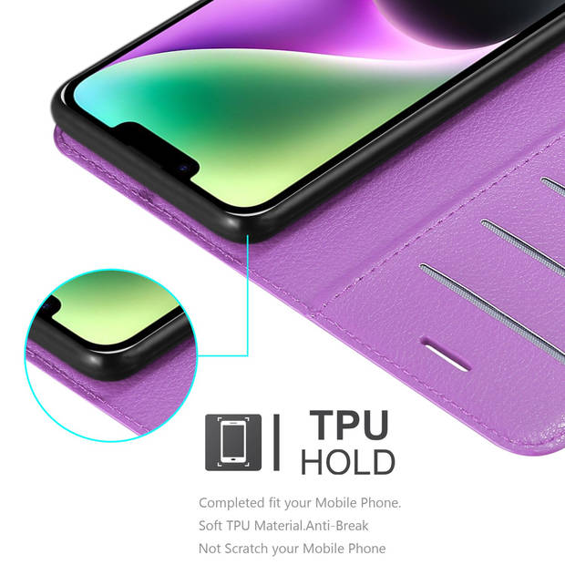Cadorabo Hoesje geschikt voor Apple iPhone 14 PLUS in MANGAAN PAARS - Beschermhoes Cover magnetische sluiting Case