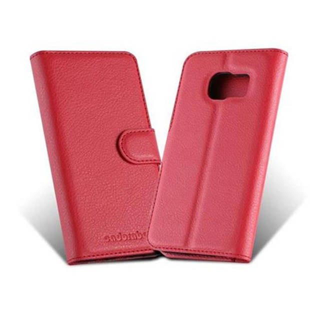 Cadorabo Hoesje geschikt voor Samsung Galaxy S7 in KARMIJN ROOD - Beschermhoes Cover magnetische sluiting Case