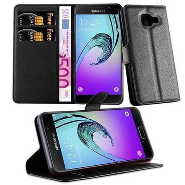 Cadorabo Hoesje geschikt voor Samsung Galaxy A3 2016 in PHANTOM ZWART - Beschermhoes Cover magnetische sluiting Case