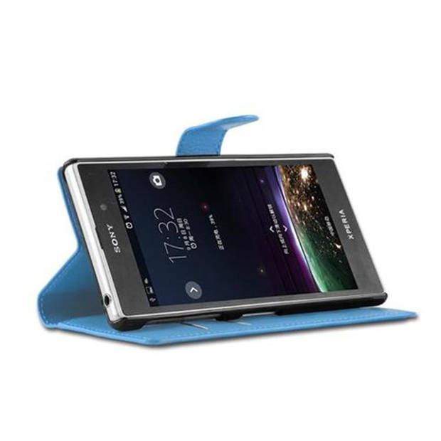 Cadorabo Hoesje geschikt voor Sony Xperia Z1 in PASTEL BLAUW - Beschermhoes Cover magnetische sluiting Case