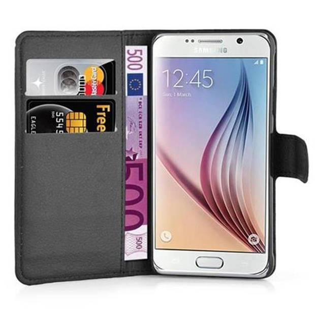 Cadorabo Hoesje geschikt voor Samsung Galaxy S6 in PHANTOM ZWART - Beschermhoes Cover magnetische sluiting Case