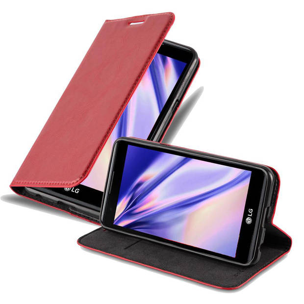 Cadorabo Hoesje geschikt voor LG X POWER in APPEL ROOD - Beschermhoes Case magnetische sluiting Cover