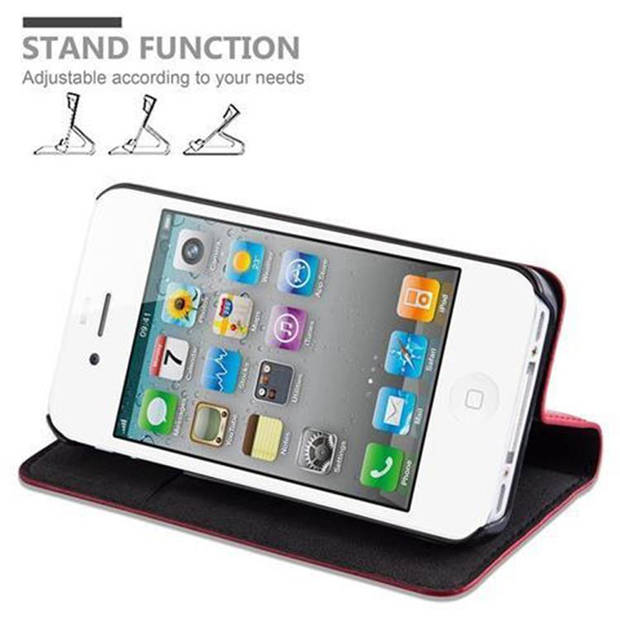 Cadorabo Hoesje geschikt voor Apple iPhone 4 / 4S in APPEL ROOD - Beschermhoes Case magnetische sluiting Cover