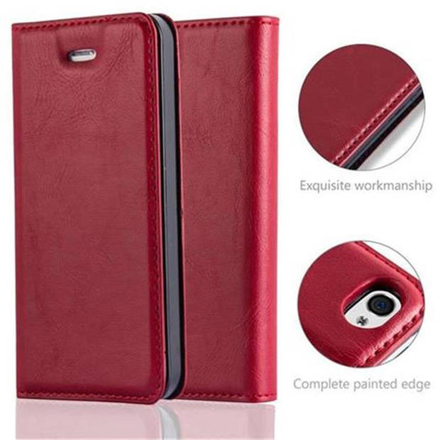 Cadorabo Hoesje geschikt voor Apple iPhone 4 / 4S in APPEL ROOD - Beschermhoes Case magnetische sluiting Cover