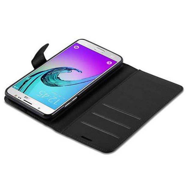 Cadorabo Hoesje geschikt voor Samsung Galaxy J5 2016 in PHANTOM ZWART - Beschermhoes Cover magnetische sluiting Case