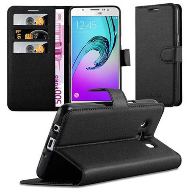 Cadorabo Hoesje geschikt voor Samsung Galaxy J5 2016 in PHANTOM ZWART - Beschermhoes Cover magnetische sluiting Case