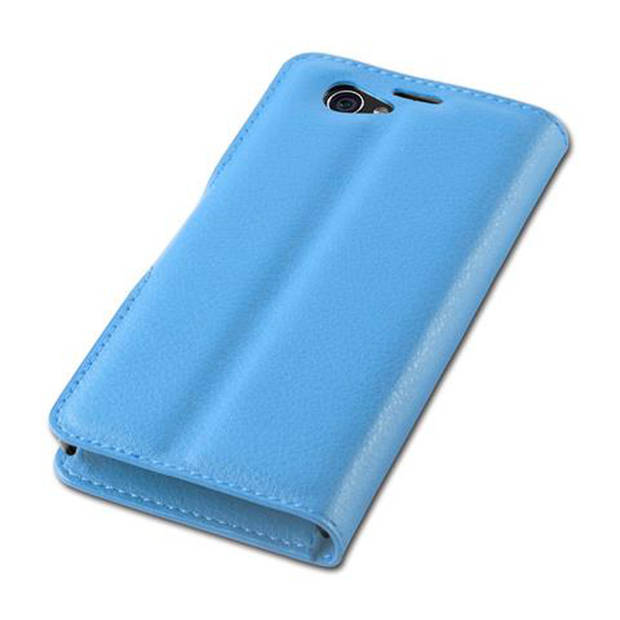 Cadorabo Hoesje geschikt voor Sony Xperia Z1 COMPACT in PASTEL BLAUW - Beschermhoes Cover magnetische sluiting Case