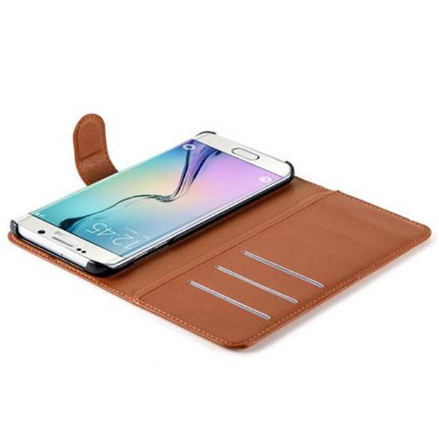 Cadorabo Hoesje geschikt voor Samsung Galaxy S6 EDGE in CHOCOLADE BRUIN - Beschermhoes Cover magnetische sluiting Case