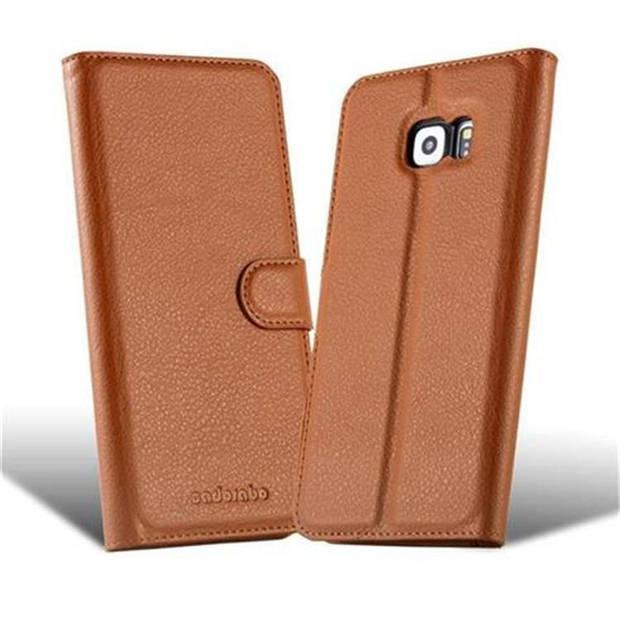 Cadorabo Hoesje geschikt voor Samsung Galaxy S6 EDGE in CHOCOLADE BRUIN - Beschermhoes Cover magnetische sluiting Case