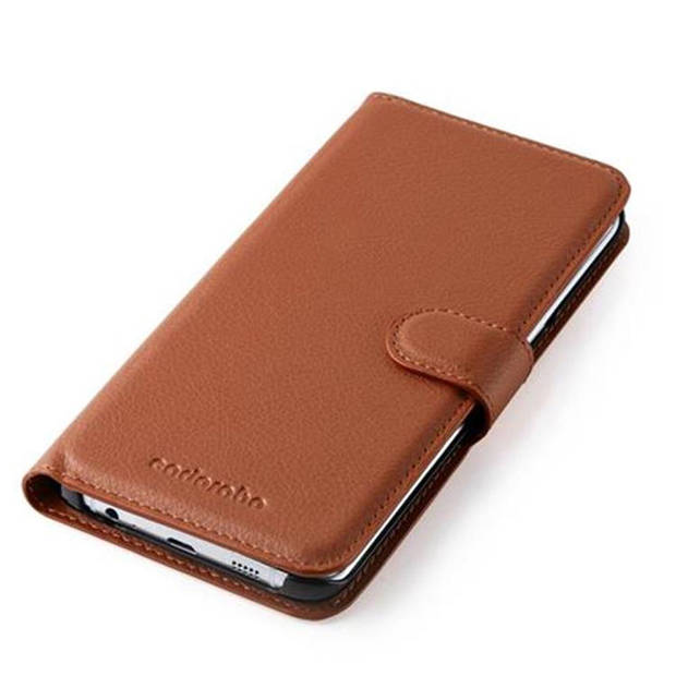 Cadorabo Hoesje geschikt voor Samsung Galaxy S6 EDGE in CHOCOLADE BRUIN - Beschermhoes Cover magnetische sluiting Case