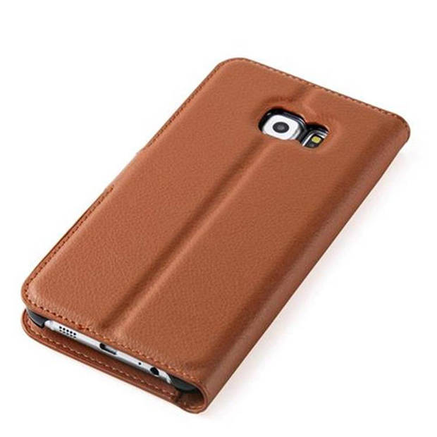 Cadorabo Hoesje geschikt voor Samsung Galaxy S6 EDGE in CHOCOLADE BRUIN - Beschermhoes Cover magnetische sluiting Case