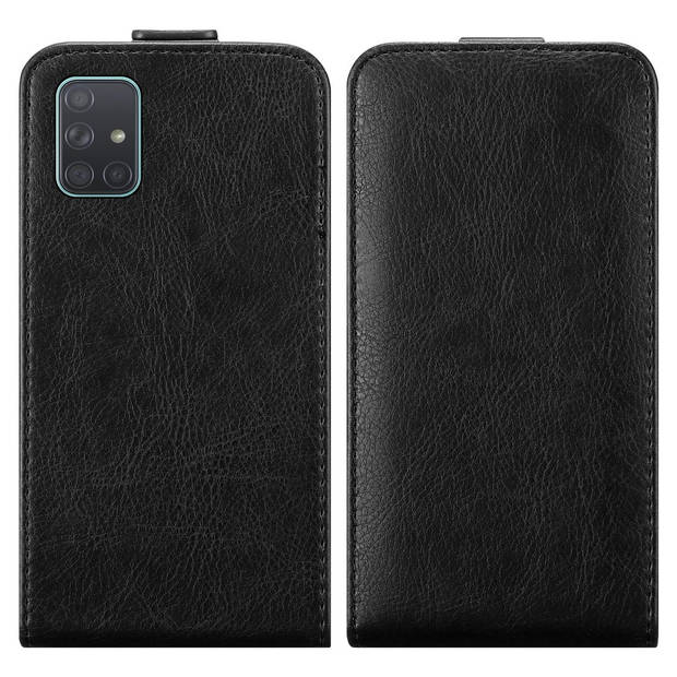 Cadorabo Hoesje geschikt voor Samsung Galaxy A71 4G in ZWARTE NACHT - Beschermhoes Flip Case Cover magnetische sluiting