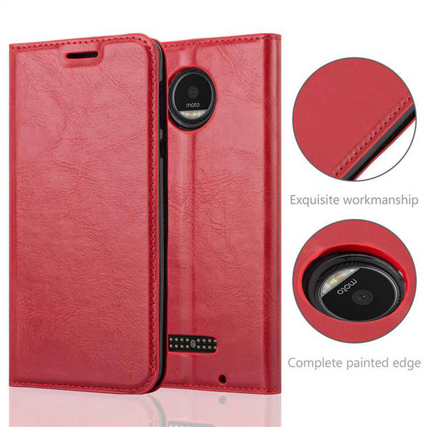 Cadorabo Hoesje geschikt voor Motorola MOTO Z PLAY in APPEL ROOD - Beschermhoes Case magnetische sluiting Cover