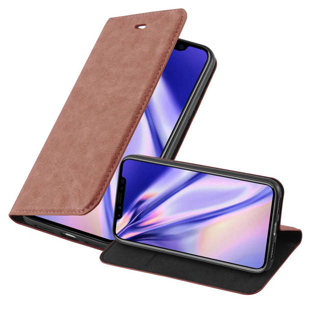 Cadorabo Hoesje geschikt voor Apple iPhone X / XS in CAPPUCCINO BRUIN - Beschermhoes Case magnetische sluiting Cover