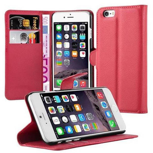 Cadorabo Hoesje geschikt voor Apple iPhone 6 / 6S in KARMIJN ROOD - Beschermhoes Cover magnetische sluiting Case