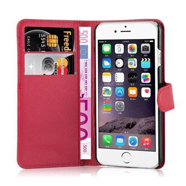 Cadorabo Hoesje geschikt voor Apple iPhone 6 / 6S in KARMIJN ROOD - Beschermhoes Cover magnetische sluiting Case