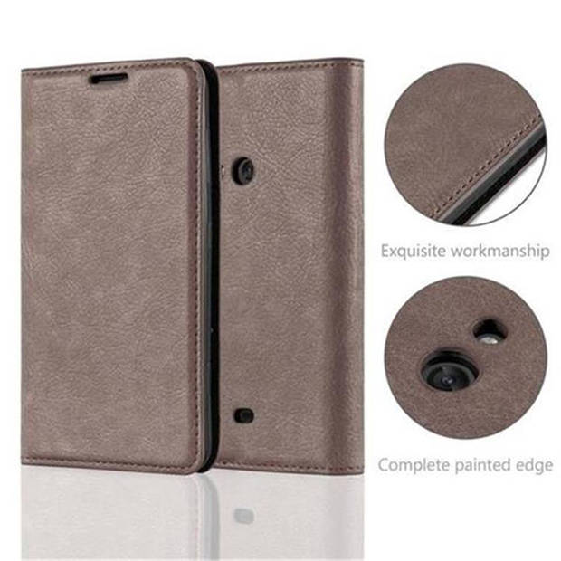 Cadorabo Hoesje geschikt voor Nokia Lumia 625 in KOFFIE BRUIN - Beschermhoes Case magnetische sluiting Cover