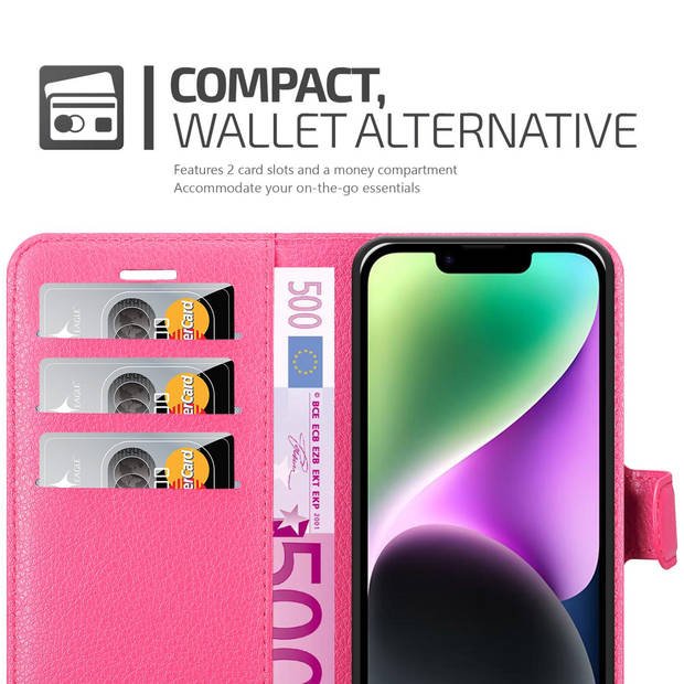 Cadorabo Hoesje geschikt voor Apple iPhone 14 PLUS in KERSEN ROZE - Beschermhoes Cover magnetische sluiting Case