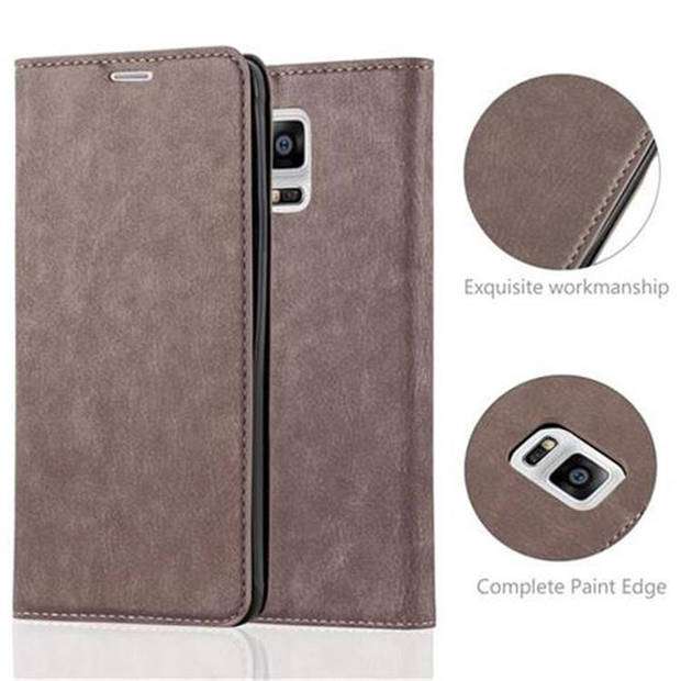 Cadorabo Hoesje geschikt voor Samsung Galaxy NOTE 4 in KOFFIE BRUIN - Beschermhoes Case magnetische sluiting Cover