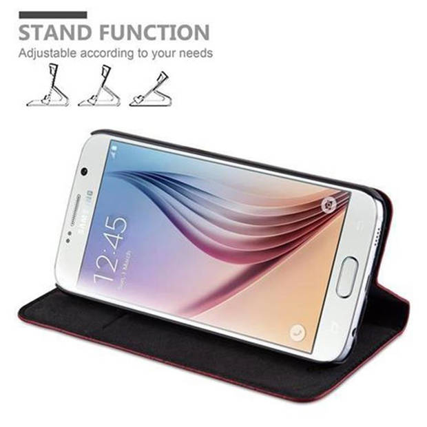 Cadorabo Hoesje geschikt voor Samsung Galaxy S6 in APPEL ROOD - Beschermhoes Case magnetische sluiting Cover