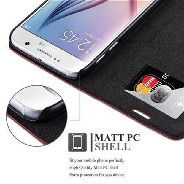 Cadorabo Hoesje geschikt voor Samsung Galaxy S6 in APPEL ROOD - Beschermhoes Case magnetische sluiting Cover